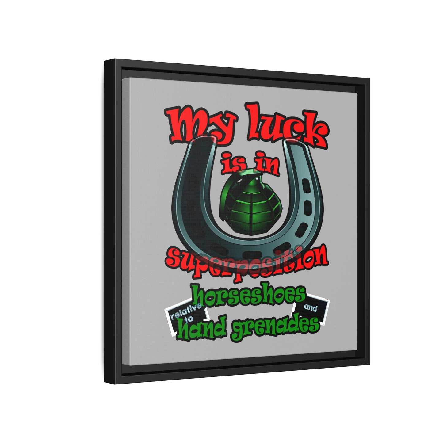 my luck - framed canvas art (light grey)