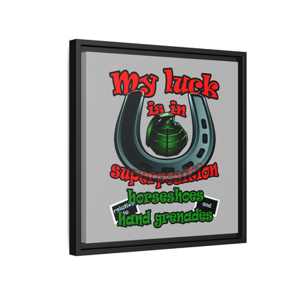 my luck - framed canvas art (light grey)