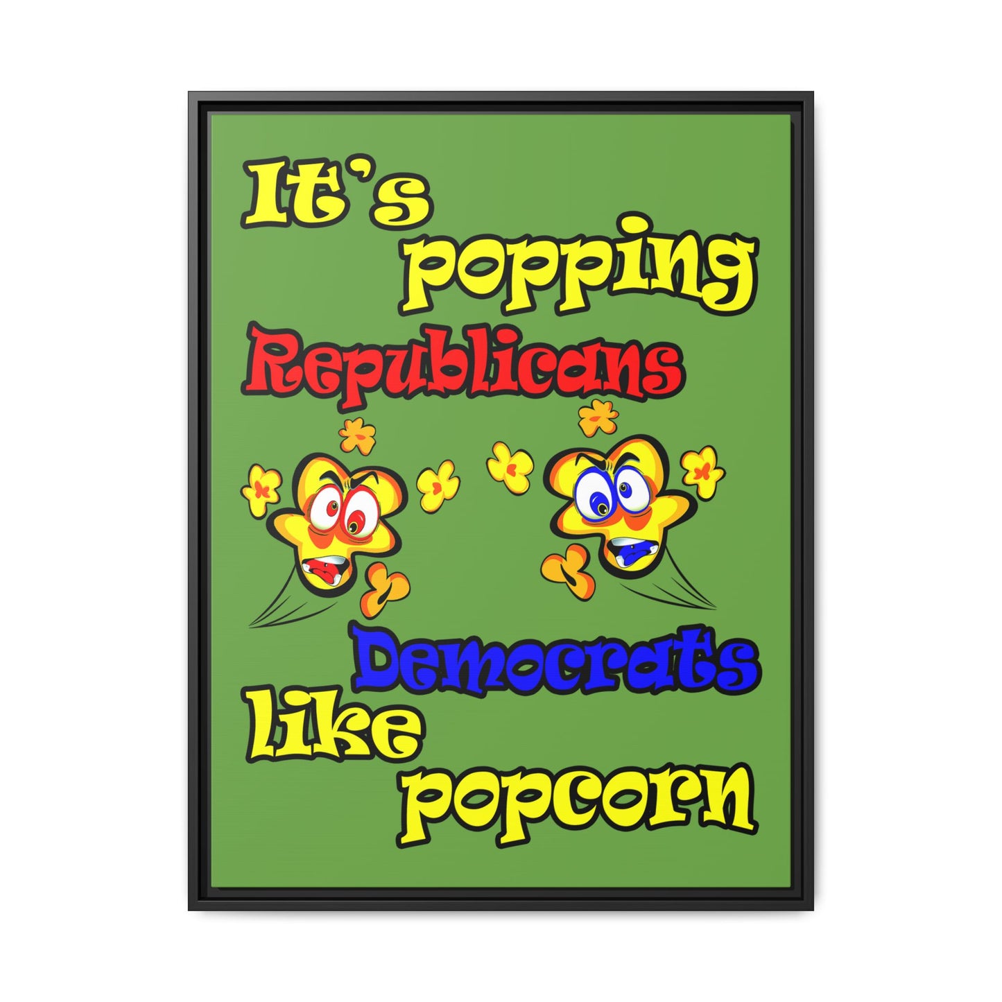 popping like popcorn - framed canvas art (green)