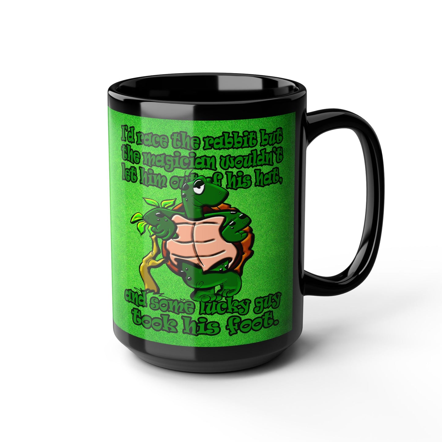 turtle race - Black Mug (green turf)