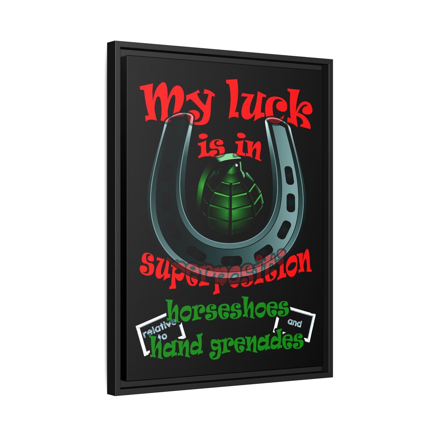 my luck - framed canvas art (black)