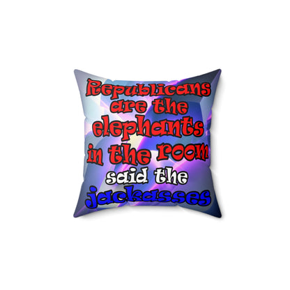 donkeys and elephants - Spun Polyester Square Pillow - (grey-pink wave)