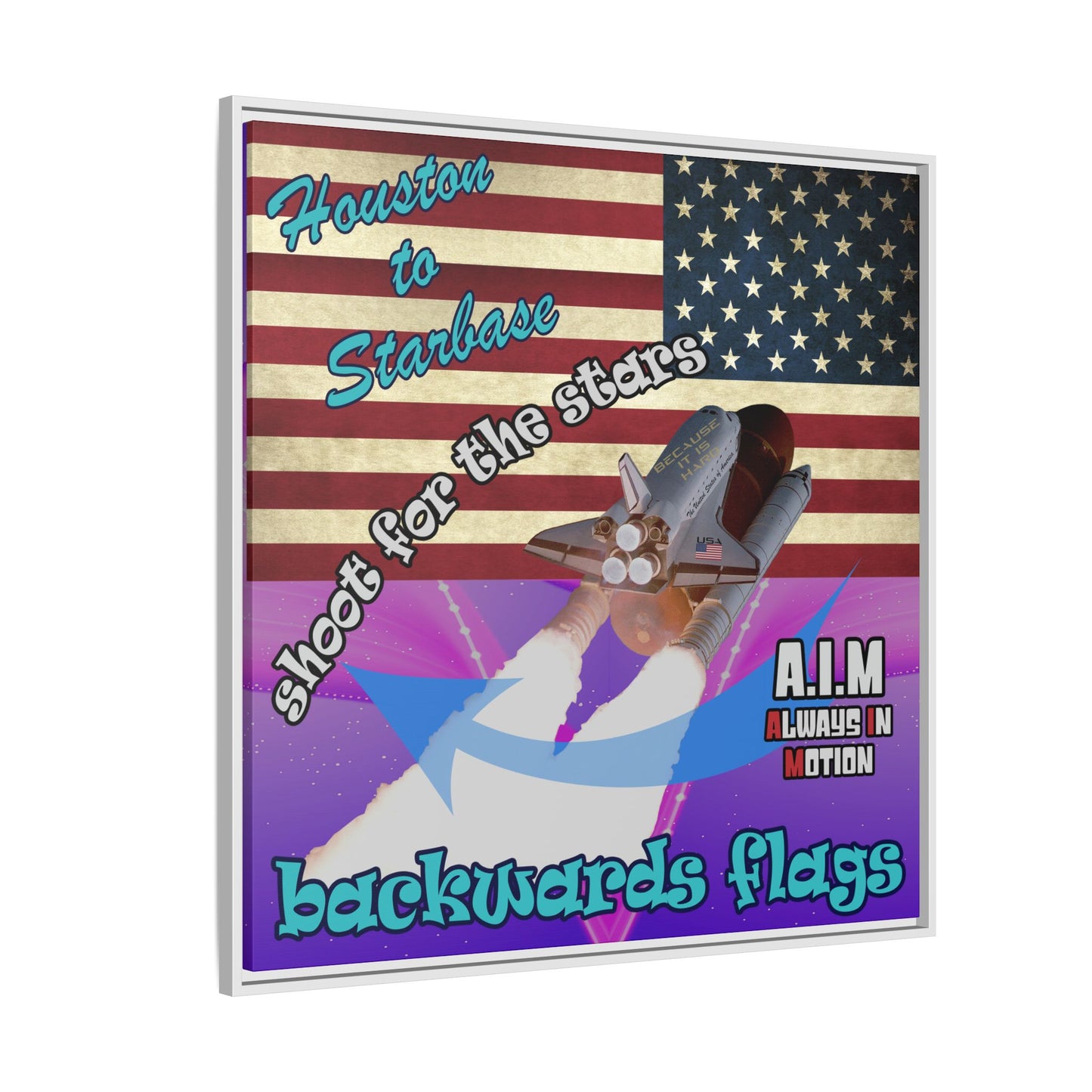 shoot for the stars - framed canvas art (purple-pink wave)