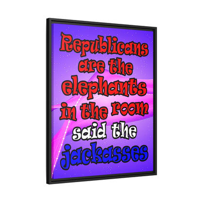 donkeys and elephants - framed canvas art (purple-pink wave)