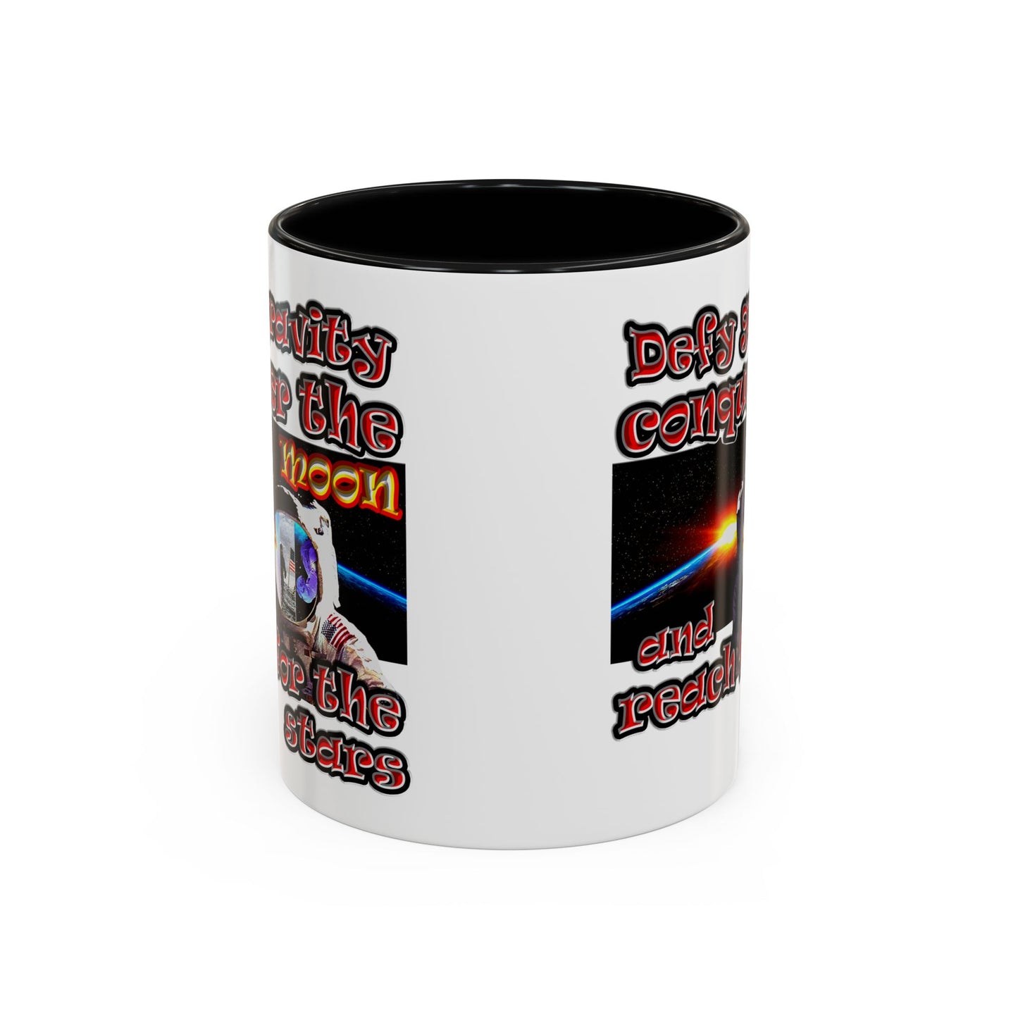 defy conquer reach - Accent Mug (white)