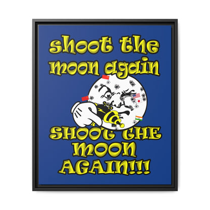 shoot the moon again - framed canvas art (dark blue)
