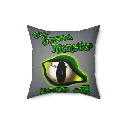 green monster - Faux Suede Square Pillow - (grey-light grey)