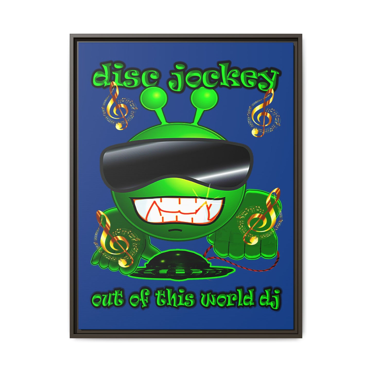 disc jockey - framed canvas art (dark blue)
