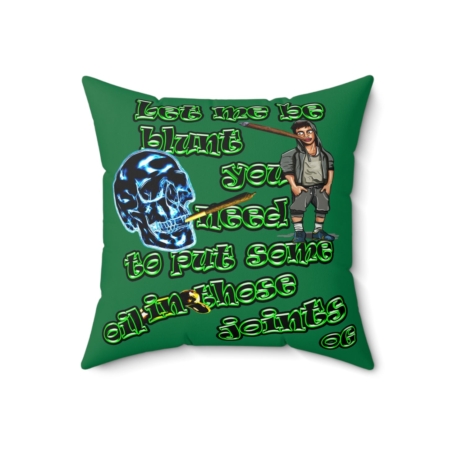 og - Faux Suede Square Pillow - (dark green)
