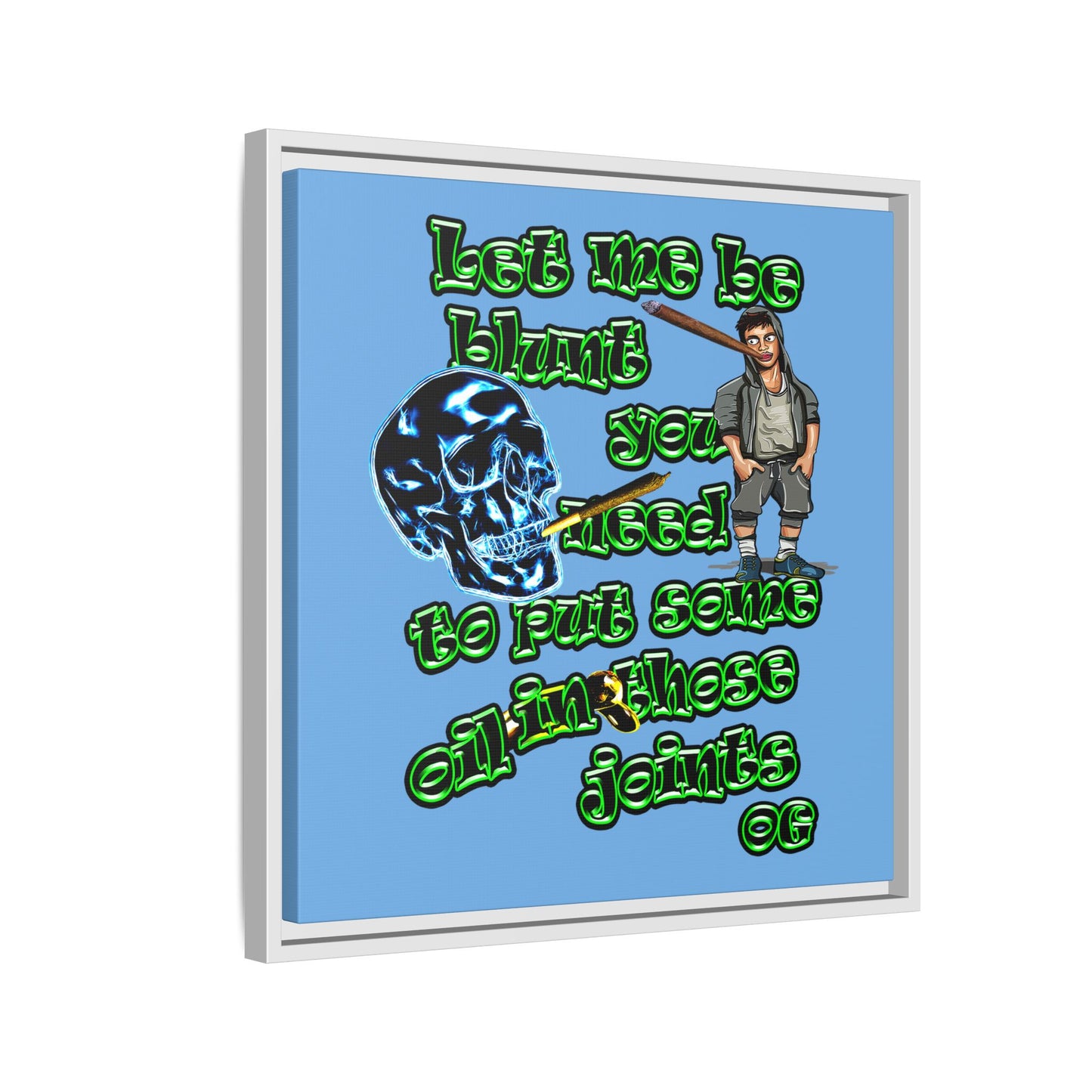 og - framed canvas art (light blue)