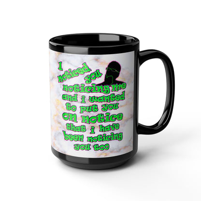 noticed you noticing - Black Mug (white marble)