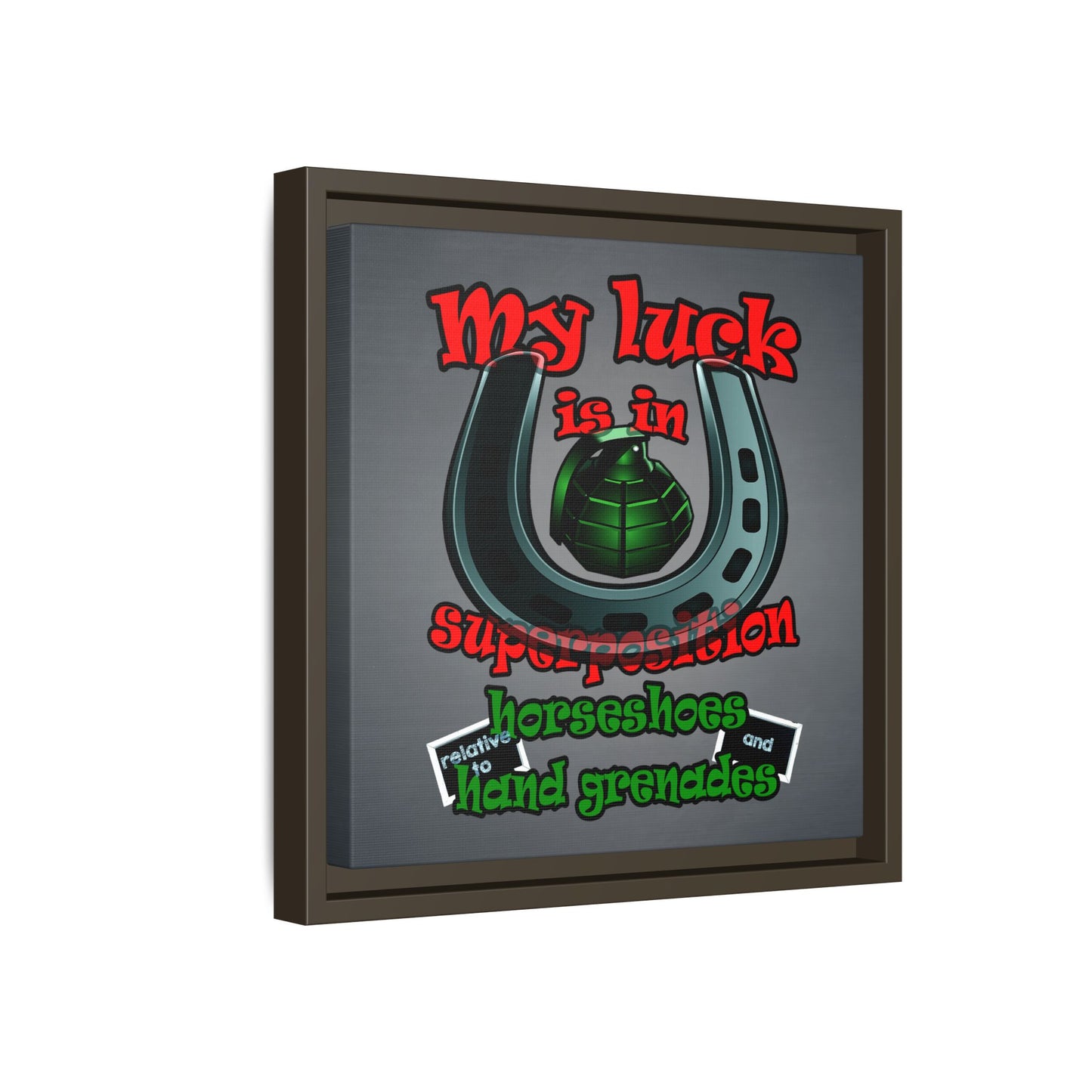 my luck - framed canvas art (grey-light grey)