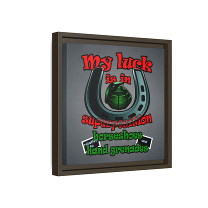 my luck - framed canvas art (grey-light grey)