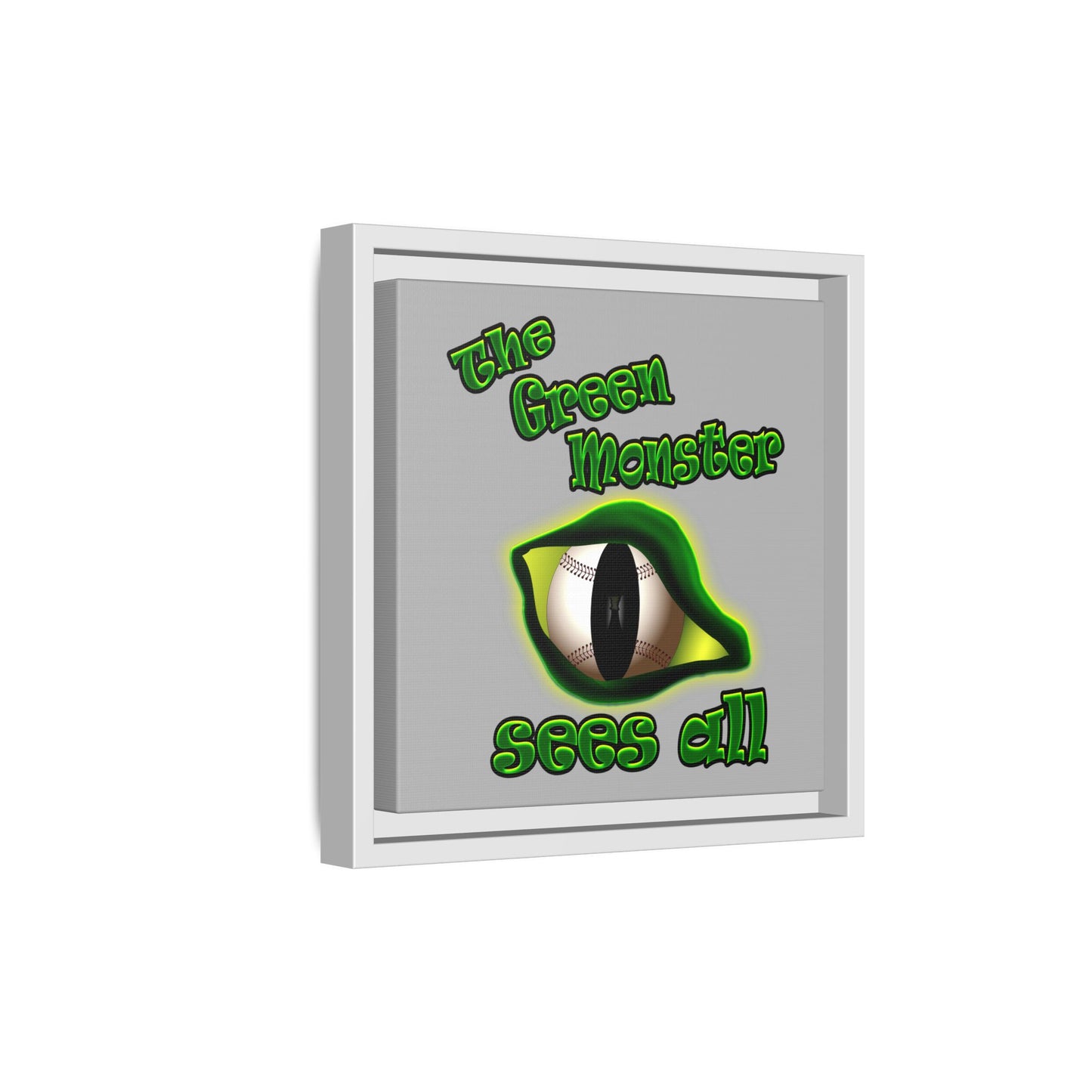 green monster - framed canvas art (light grey)