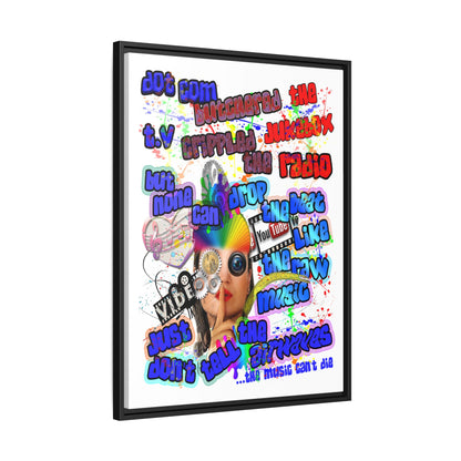 drop the beat - framed canvas art (white)