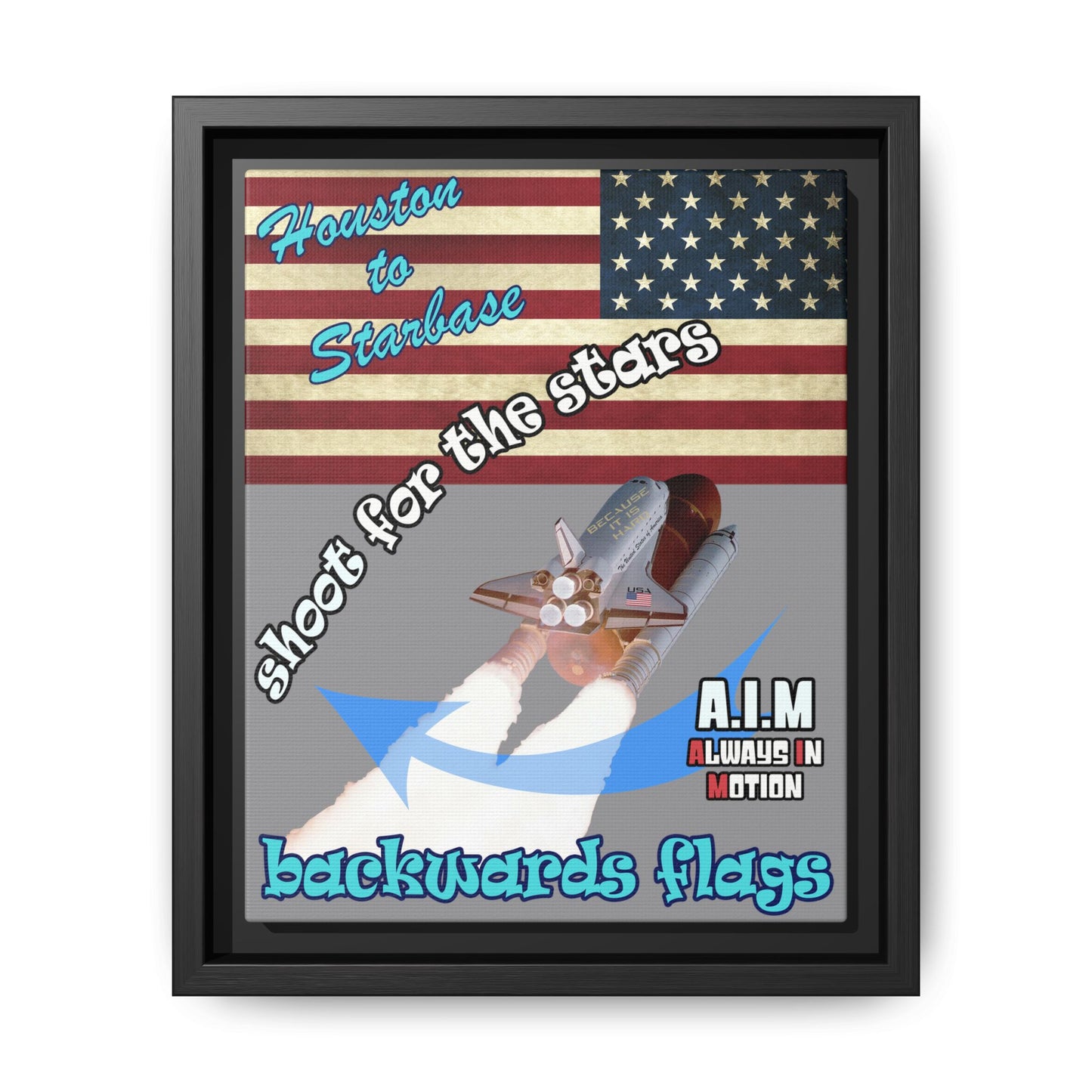 shoot for the stars - framed canvas art (grey)