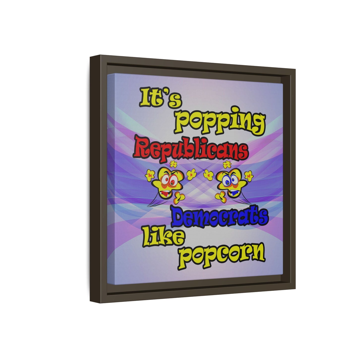 popping like popcorn - framed canvas art (light blue-pink wave)