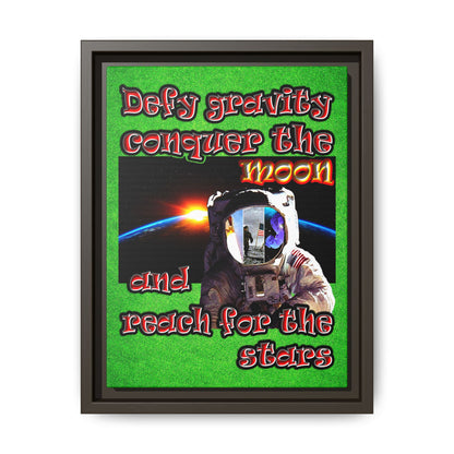 defy conquer reach - framed canvas art (green turf)