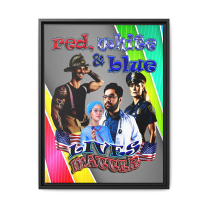 rw&b lives matter - framed canvas art (rainbow split)