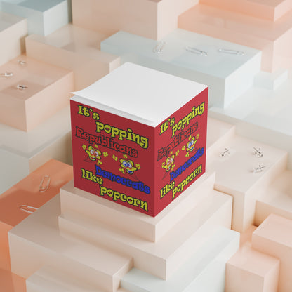 popping like popcorn - note cube (dark red)