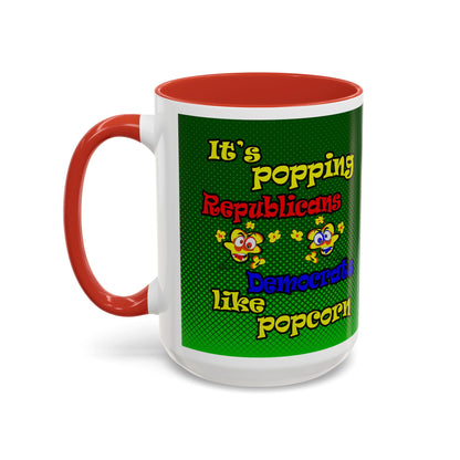 popping like popcorn - Accent Mug (logo green)