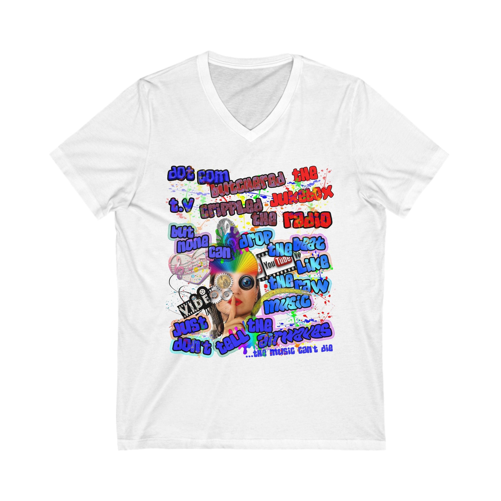 drop the beat - Unisex Jersey Short Sleeve V-Neck Tee