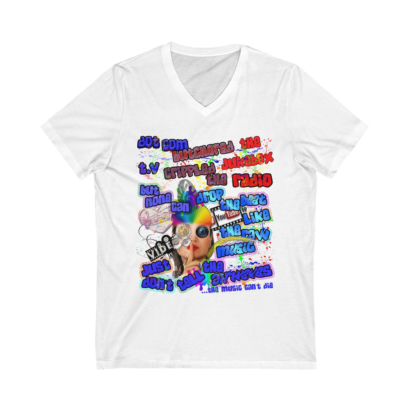 drop the beat - Unisex Jersey Short Sleeve V-Neck Tee