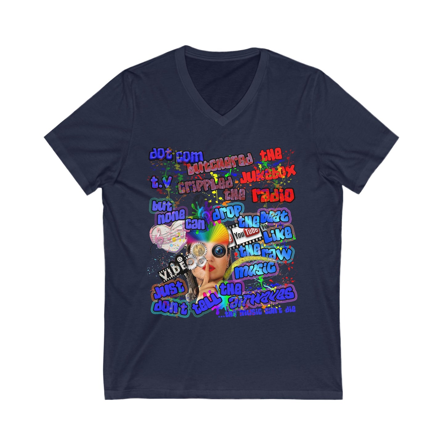 drop the beat - Unisex Jersey Short Sleeve V-Neck Tee