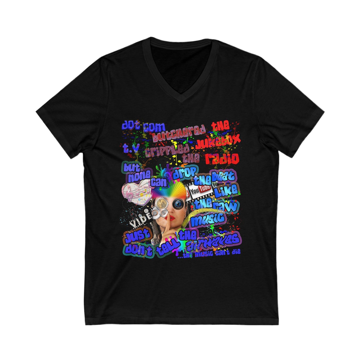drop the beat - Unisex Jersey Short Sleeve V-Neck Tee