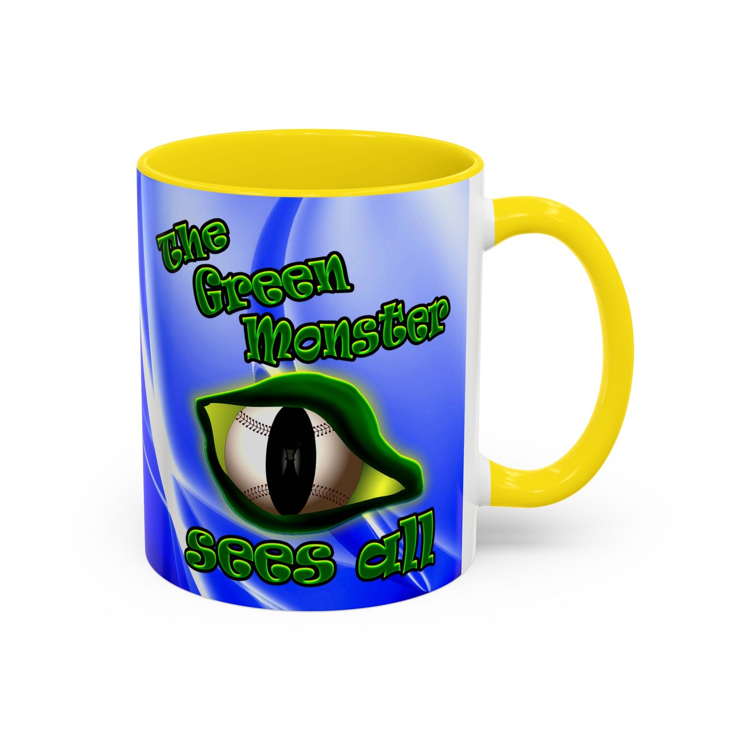 green monster - Accent Mug (blue-white wave)