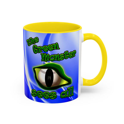 green monster - Accent Mug (blue-white wave)