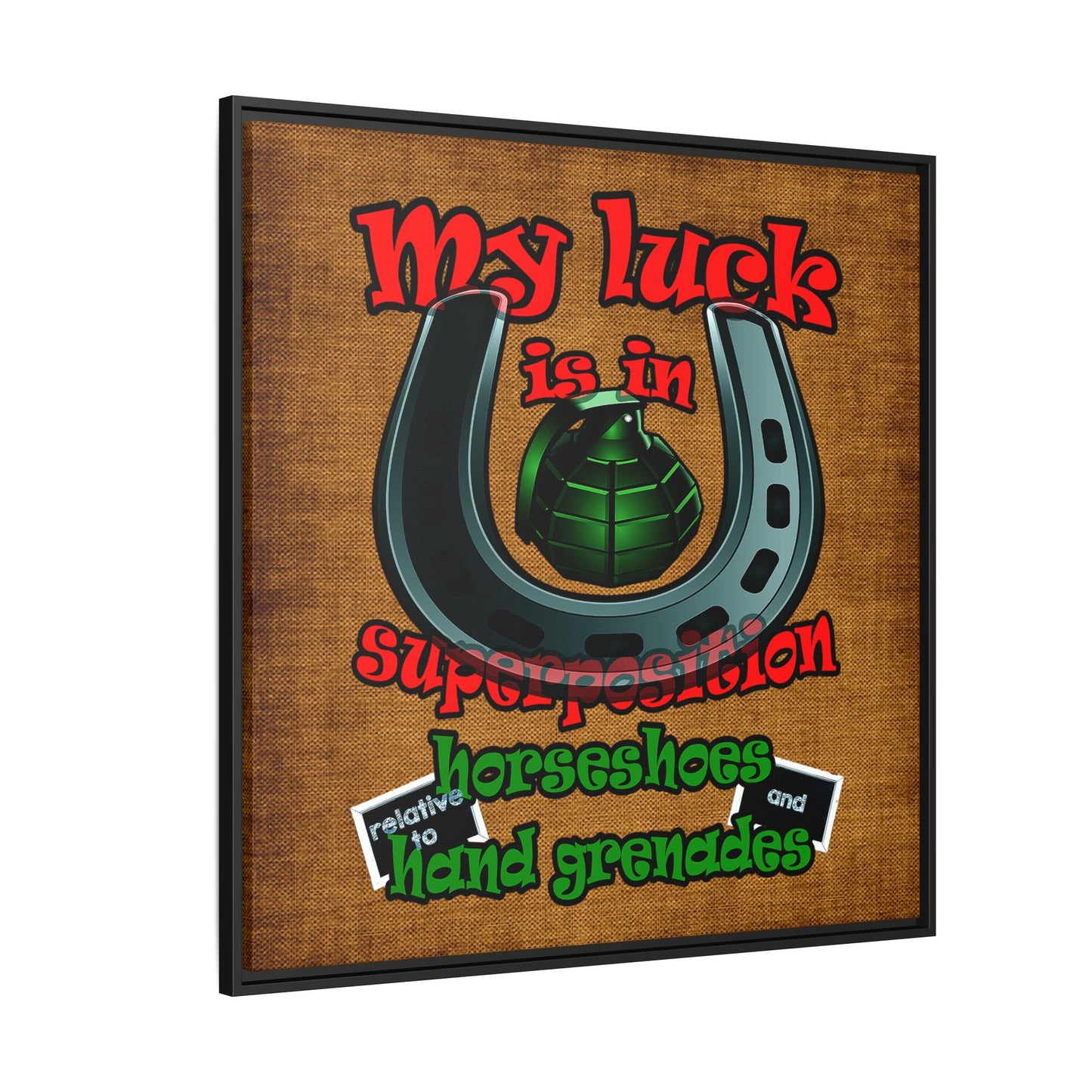 my luck - framed canvas art (brown papyrus)