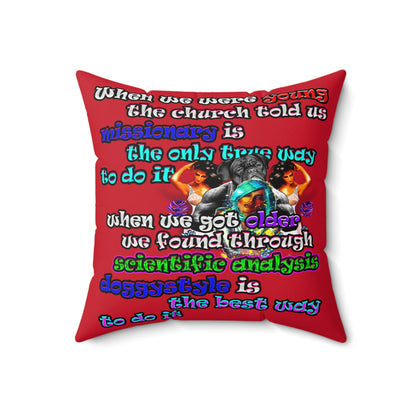 doggystyle - Spun Polyester Square Pillow - (dark red)