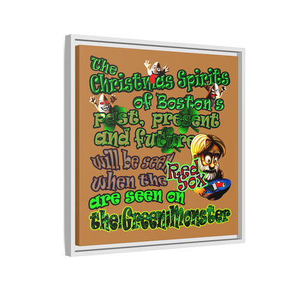 christmas spirits of boston - framed canvas art (light brown)