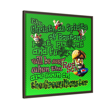 christmas spirits of boston - framed canvas art (logo green)