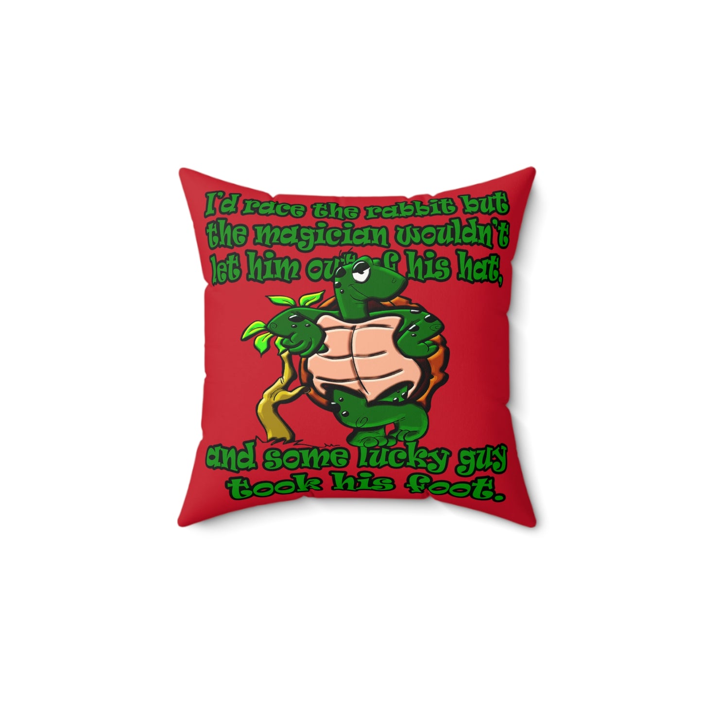 turtle race - Faux Suede Square Pillow - (dark red)