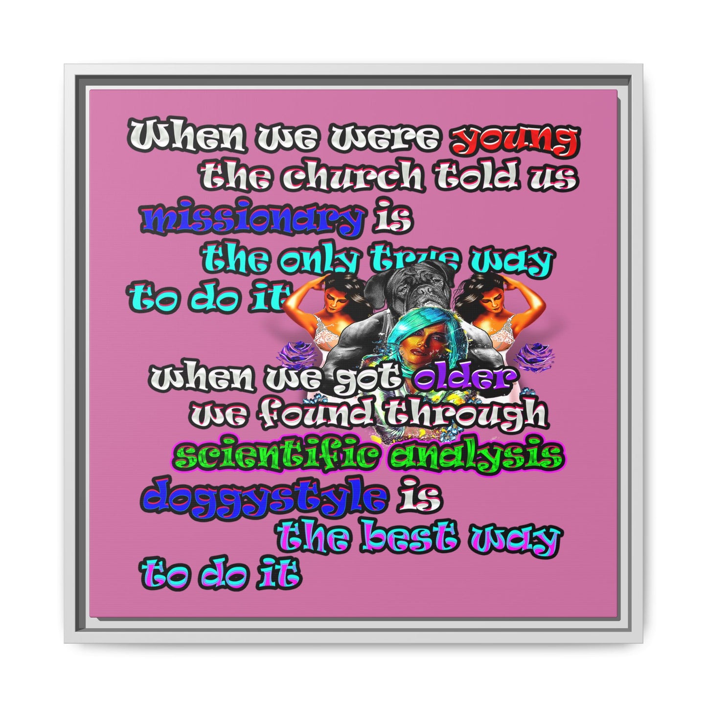 doggystyle - framed canvas art (light pink)
