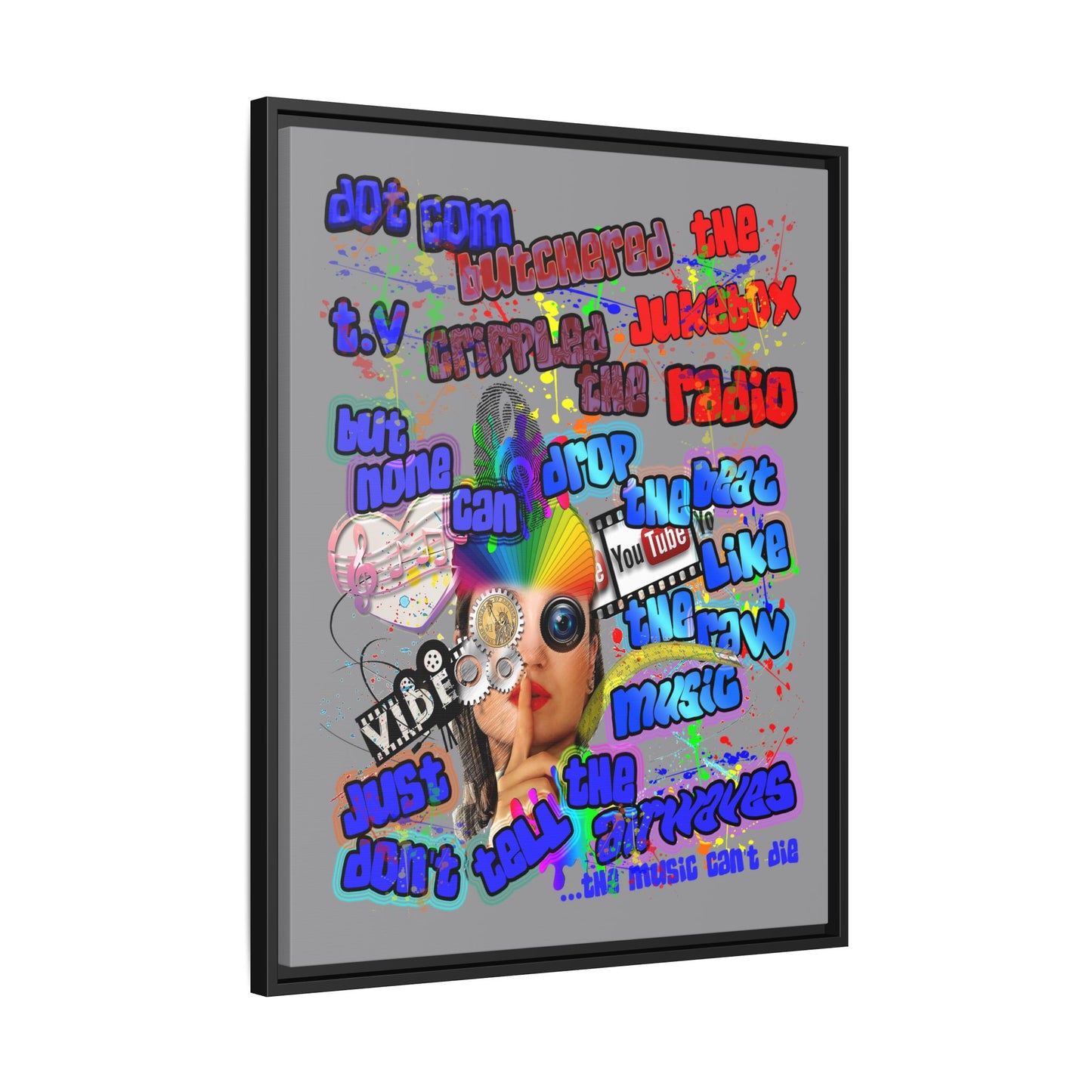 drop the beat - framed canvas art (grey)