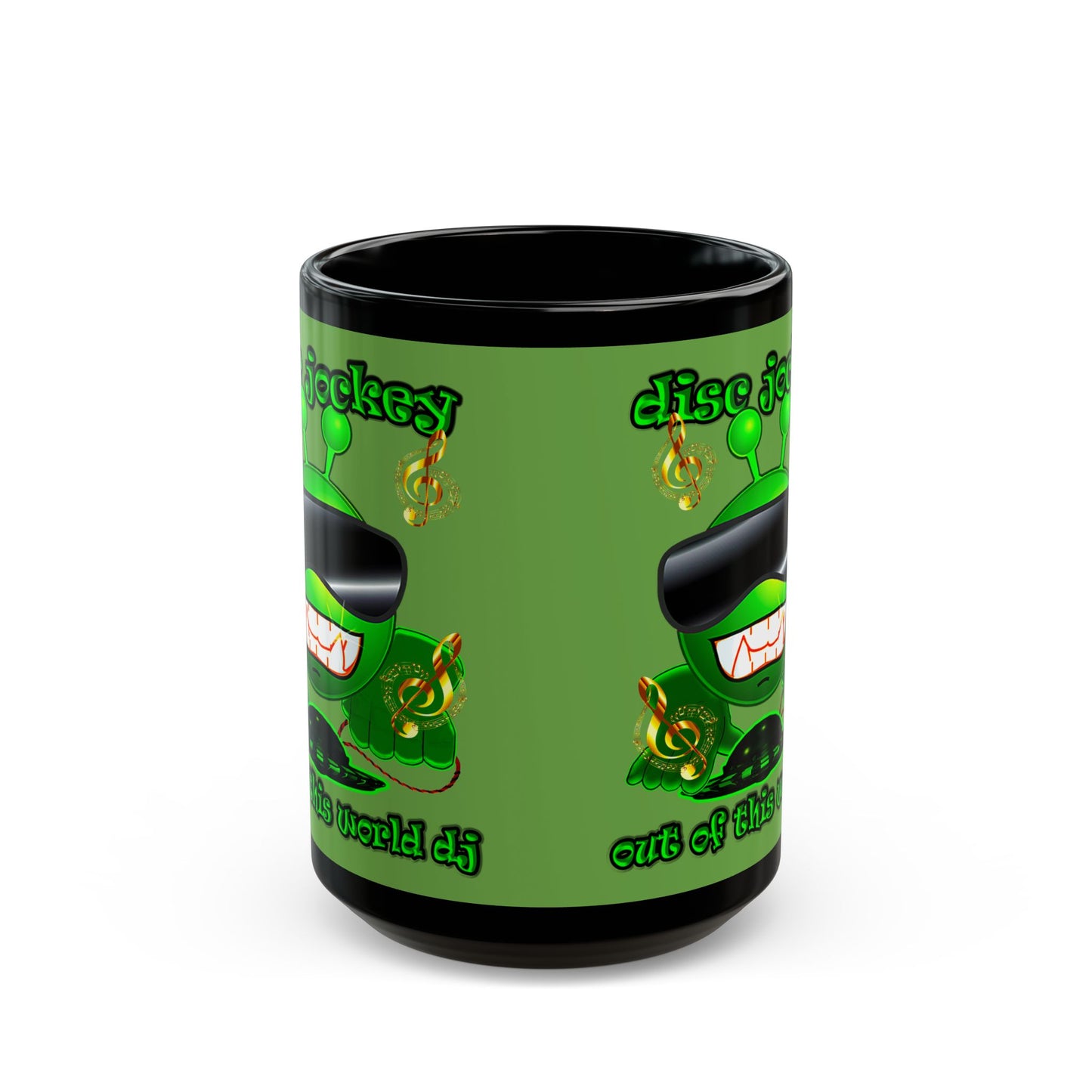 disc jockey - Black Mug (green)