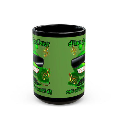 disc jockey - Black Mug (green)