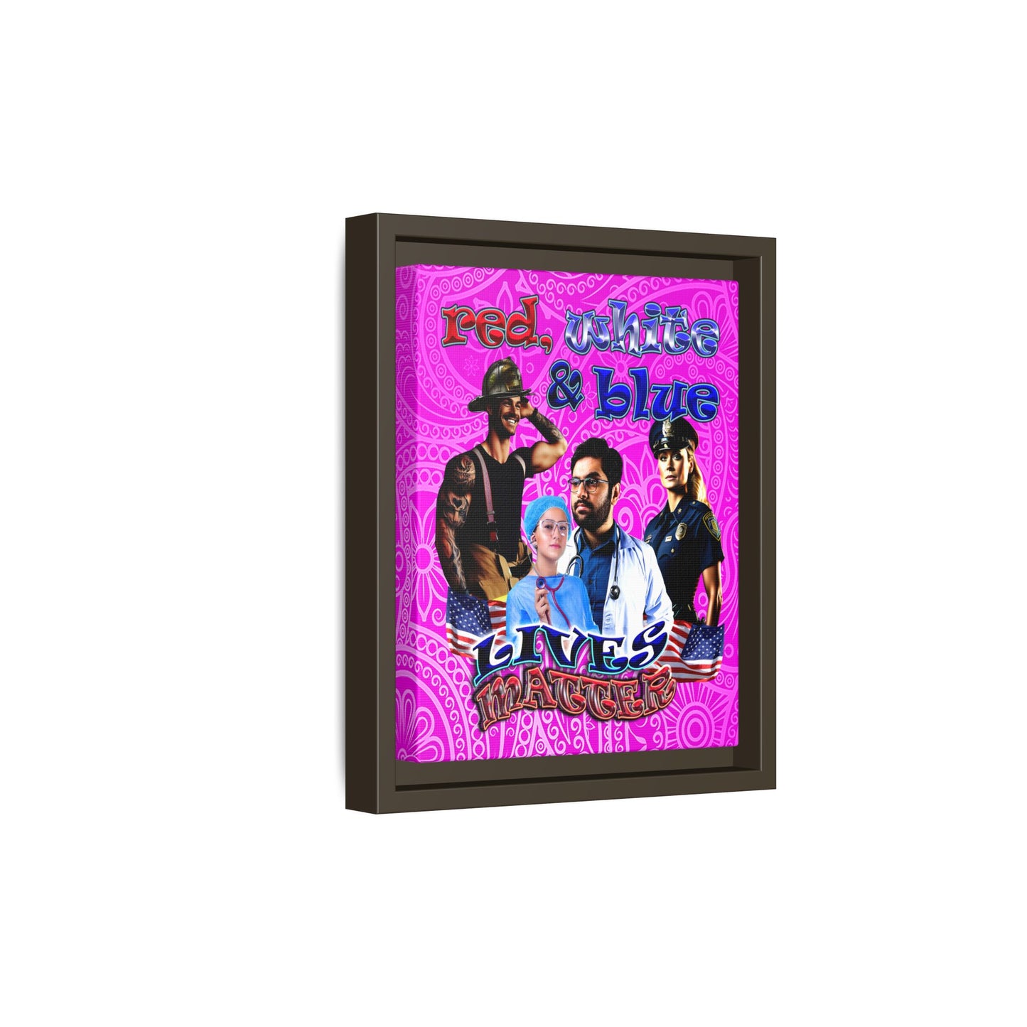 rw&b lives matter - framed canvas art (pink swirl)