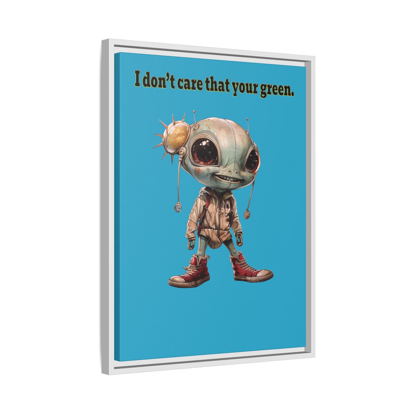 I don't care that your green - framed canvas art (turquoise)