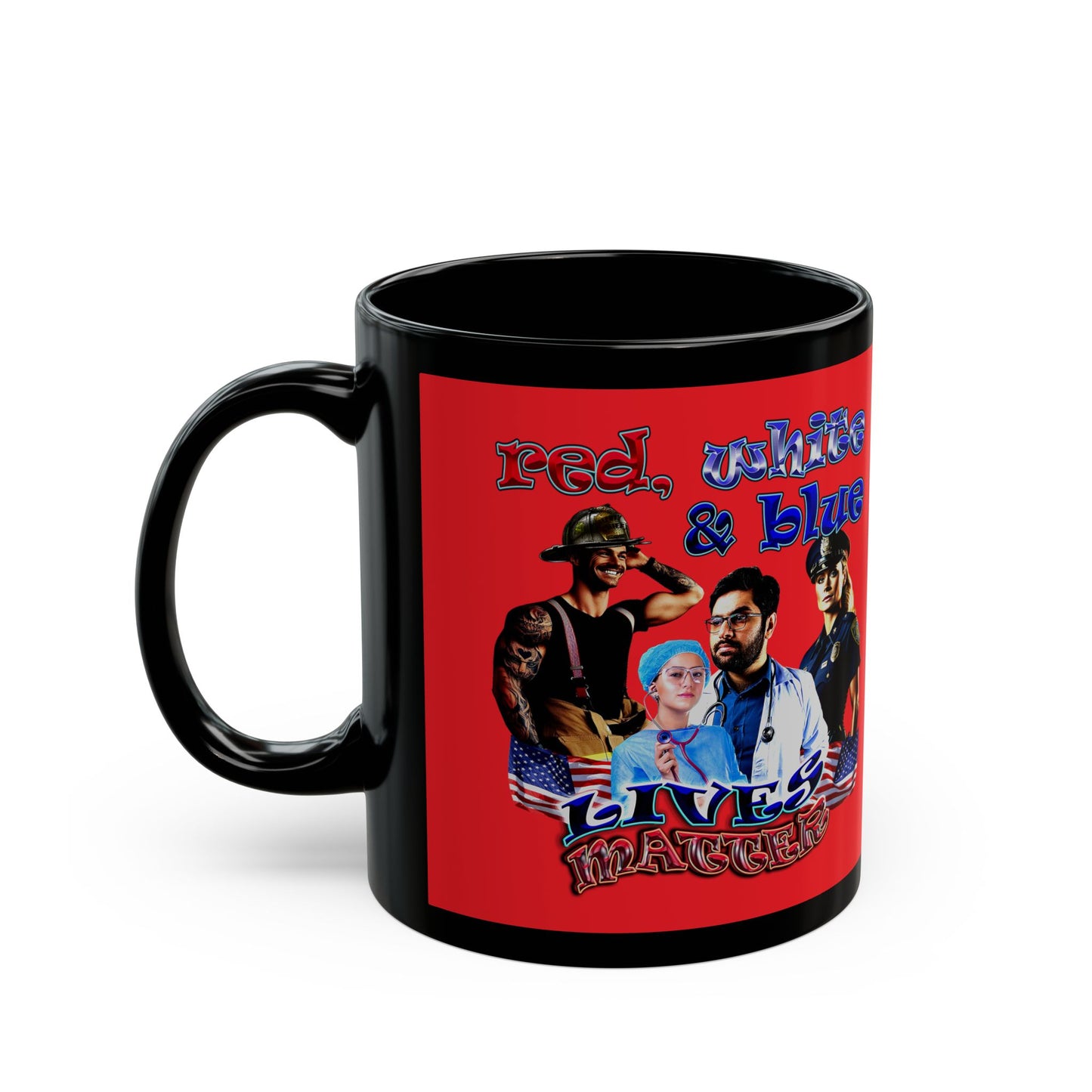 rw&b lives matter - Black Mug (red)