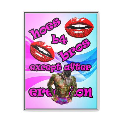 hoes b4 bros - framed canvas art (light blue-pink wave)