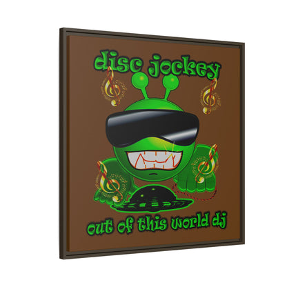 disc jockey - framed canvas art (brown)