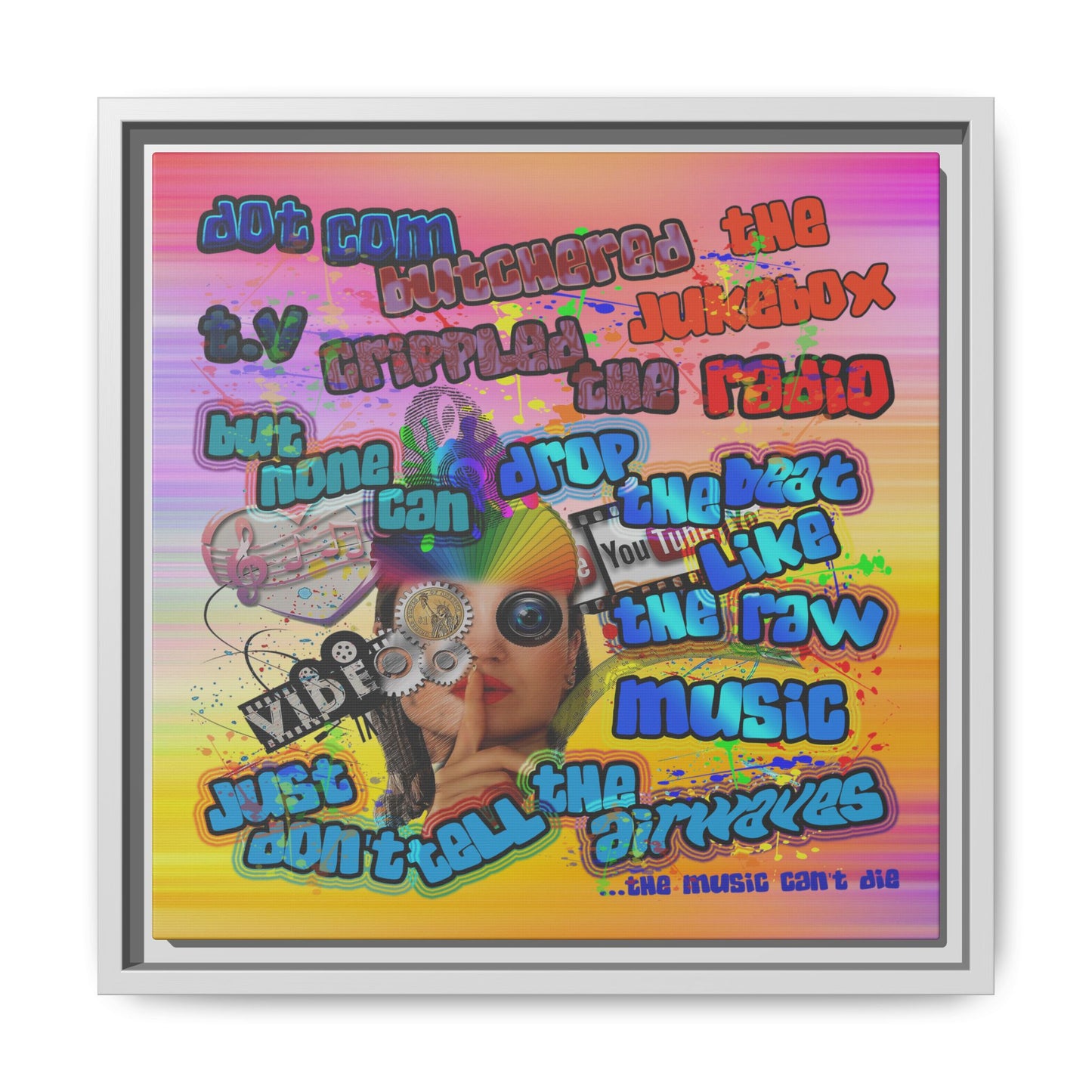 drop the beat - framed canvas art (color blur)