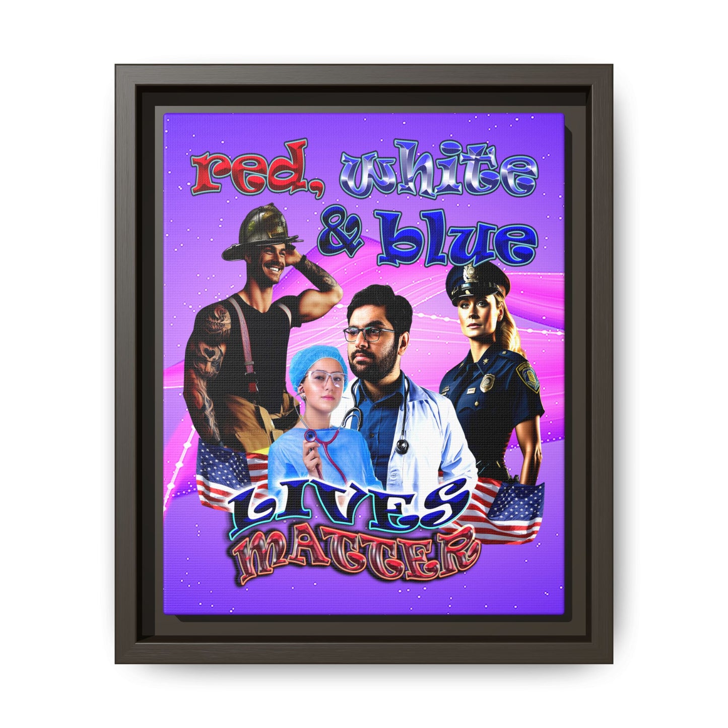 rw&b lives matter - framed canvas art (purple-pink wave)