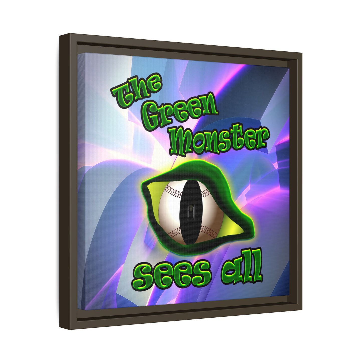 green monster - framed canvas art (grey-pink wave)