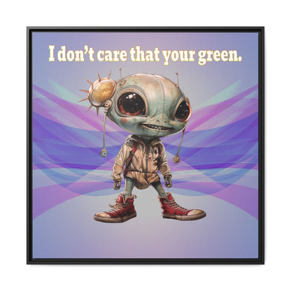 I don't care that your green - framed canvas art (light blue-pink wave)