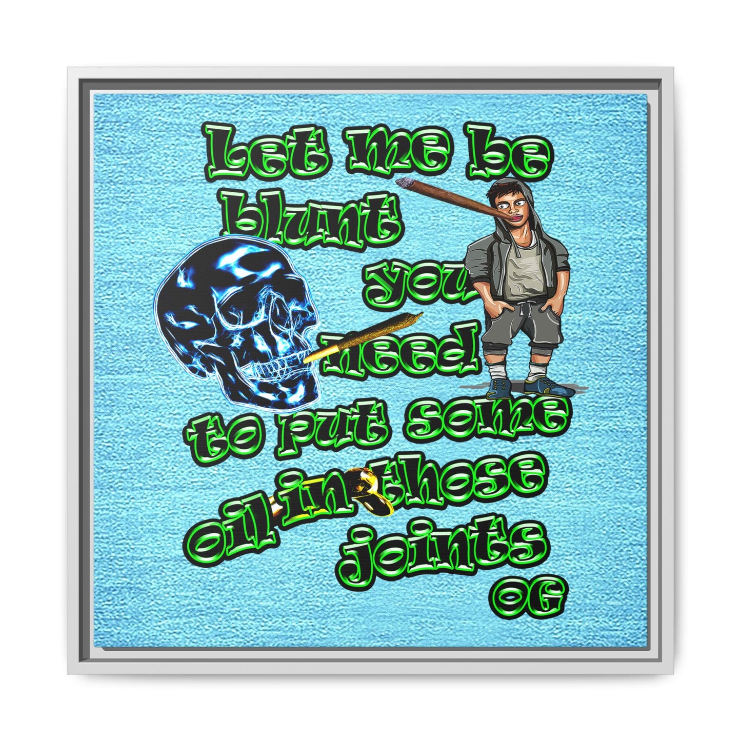 og - framed canvas art (faded blue)
